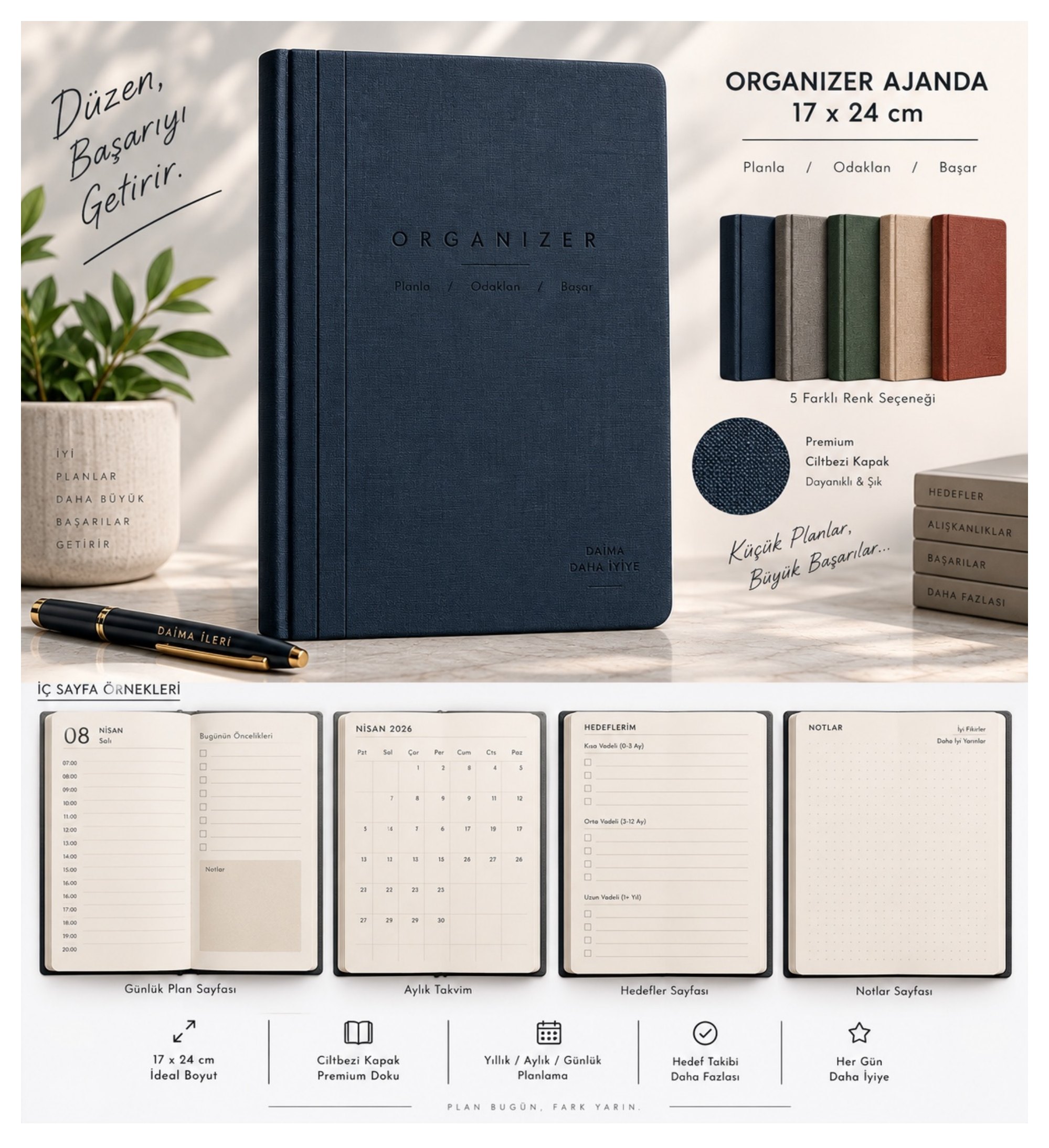 Organizer Ajanda 17 × 24 ürün föyü
