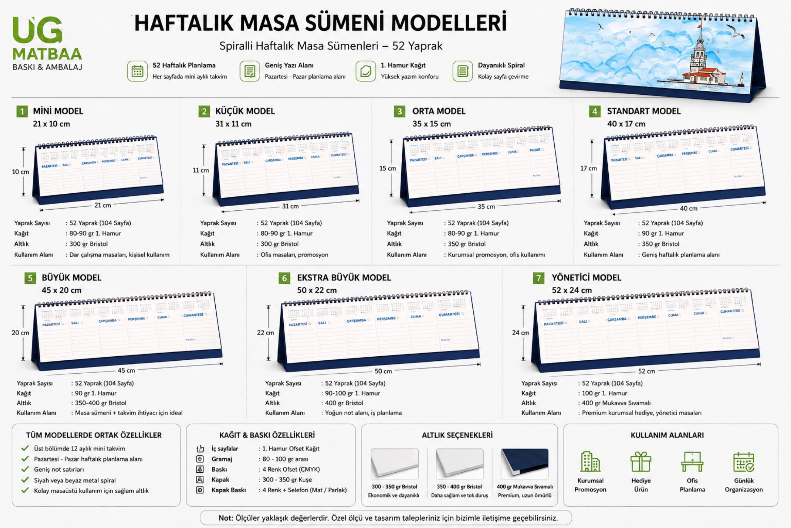 Haftalik Masa Sümeni Modelleri ürün föyü